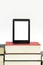 E-book device with books in white isolated background