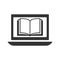 E-book vector icon. E-learning concept symbol. Laptop with open book simple icon design