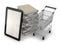 E-bookshop - tablet computer; shopping cart and books