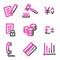 E-business web icons, pink contour series