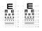 E chart Eye Test Chart tumbling blurred medical illustration. line vector sketch style isolated on white background