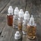 E-cigarettes, different re-fill bottles