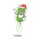 E.coli bacteria Santa cartoon character with cute ok finger