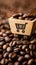 E commerce essence Shopping cart symbol on coffee beans, global trade