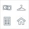 e commerce line icons. linear set. quality vector line set such as house, calculator, clothes hanger