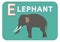 E for elephant alphabet cartoon animal for children