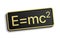 E equals mc2 equation formula badge, isolated on white background, vector illustration