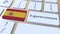 E-government or Electronic Government text and flag of Spain on the keyboard. Modern public services related conceptual