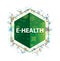 E-health floral plants pattern green hexagon button