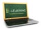 E-laerning education concept. Laptop with blackboard and chalk.