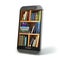 E-learning education or internet library concept. Smartphone and