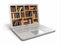 E-learning education or internet library. Laptop and books.