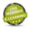E-Learning Live Webinar Green Glossy Button - Vector Illustration - Isolated On Transparent Background