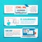 E learning and remote education web banners flat templates set