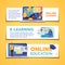 E learning and remote education web banners templates set