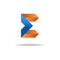 E letter - blue and orange business logo, icon for website