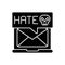 E-mail cyberbullying black glyph icon