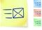E-mail graphic on sticky note