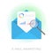 E-Mail Marketing modern vector icon. Inbound or Outbound Advertisement Business Strategy. An open mail envelope with a document