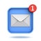 E mail notification one new email message in the inbox button concept