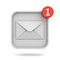 E mail notification one new email message in the inbox button concept