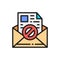 E-mail protection, anti-malware, spyware, trojan flat color line icon.