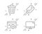 E-mail, Trash bin and Seo targeting icons set. Computer sign. Mail delivery, Garbage, Performance. Vector