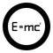 E=mc squared Energy formula physical law sign e equal mc 2 Education concept Theory of relativity icon in circle round black
