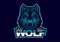 E-sports logo with the basic theme of wolves. Wolf head esport logo template