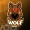 E-sports team logo design with wolf Free Vector