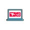 E-voucher in laptop color line icon. Safe travel. Pictogram for web, mobile app, promo. UI UX design element