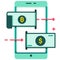 E-wallet fast money transfer flat illustration