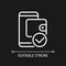 E wallet payment pixel perfect white linear icon for dark theme