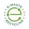 E-waste, electronics recycling vector icon badge