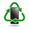 E-waste, electronics recycling vector icon badge