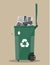 E-waste recycle bin with old electronic equipment