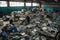 e-waste recycling center, with view of workers dismantling and sorting electronic devices