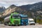 E45 Motorway, Austria - October 21, 2016: Trucks parked in a parking lot in the Alps.