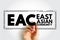 EAC East Asian Community - trade bloc for the East and Southeast Asian countries, acronym text stamp