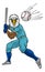 Eagle Baseball Player Mascot Swinging Bat at Ball