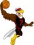 Eagle Basketball Player Cartoon Character Moving Dribble