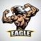 Eagle Bodybuilder Logo Character Design Mascot Premium VectorEagle Bodybuilder Logo Character Design Mascot Premium Vector
