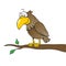 Eagle or brown bird standing on branch