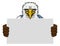 Eagle Cartoon Mascot Handyman Holding Sign