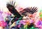 eagle with creative abstract elements on colorful background