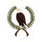 eagle in crown formed with olive branch