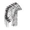 Eagle feather hat of indians, hand drawn doodle, sketch in woodcut style, vector illustration