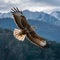 Eagle in Flight Majestic Predator Soaring Over Mountain Landscape