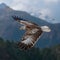 Eagle in Flight Majestic Predator Soaring Over Mountain Landscape