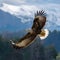 Eagle in Flight Majestic Predator Soaring Over Mountain Landscape